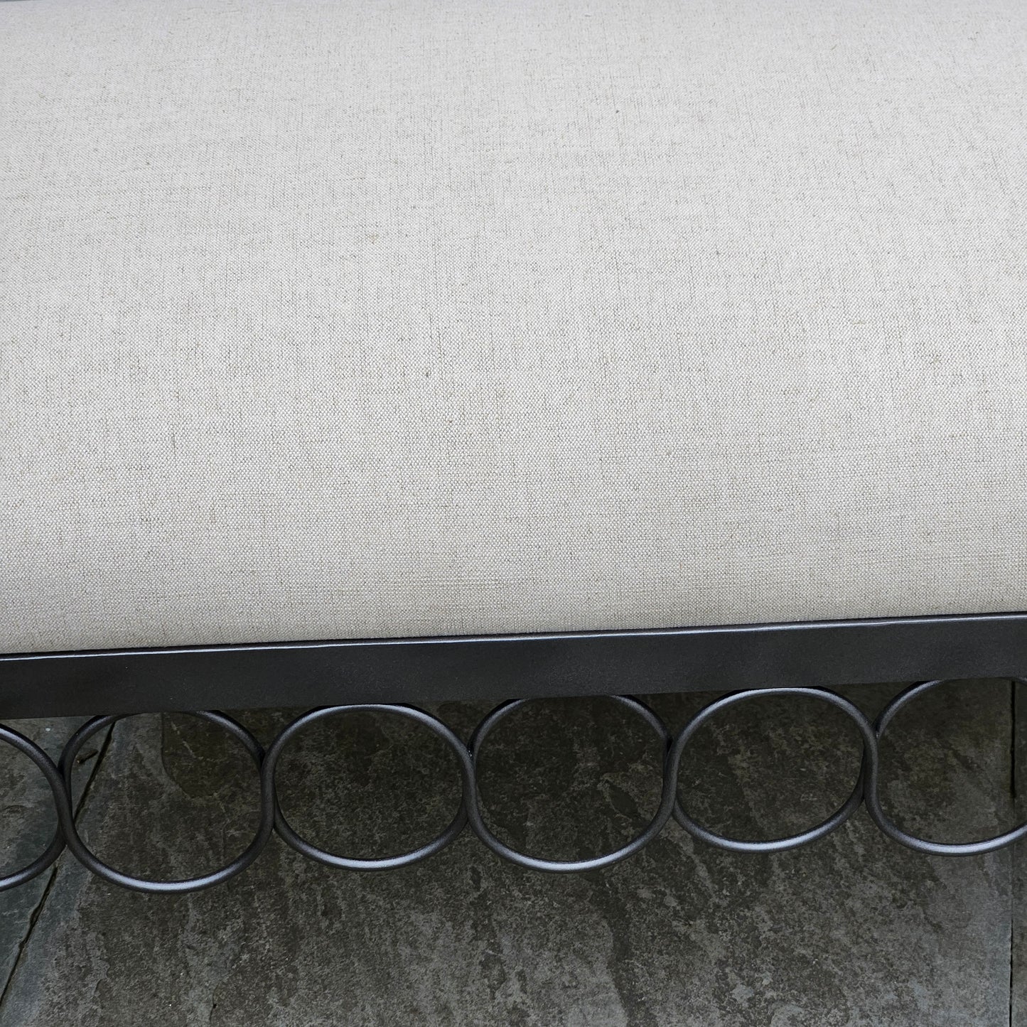 Decorator Iron Bench with Upholstered Seat ~ 2 Available