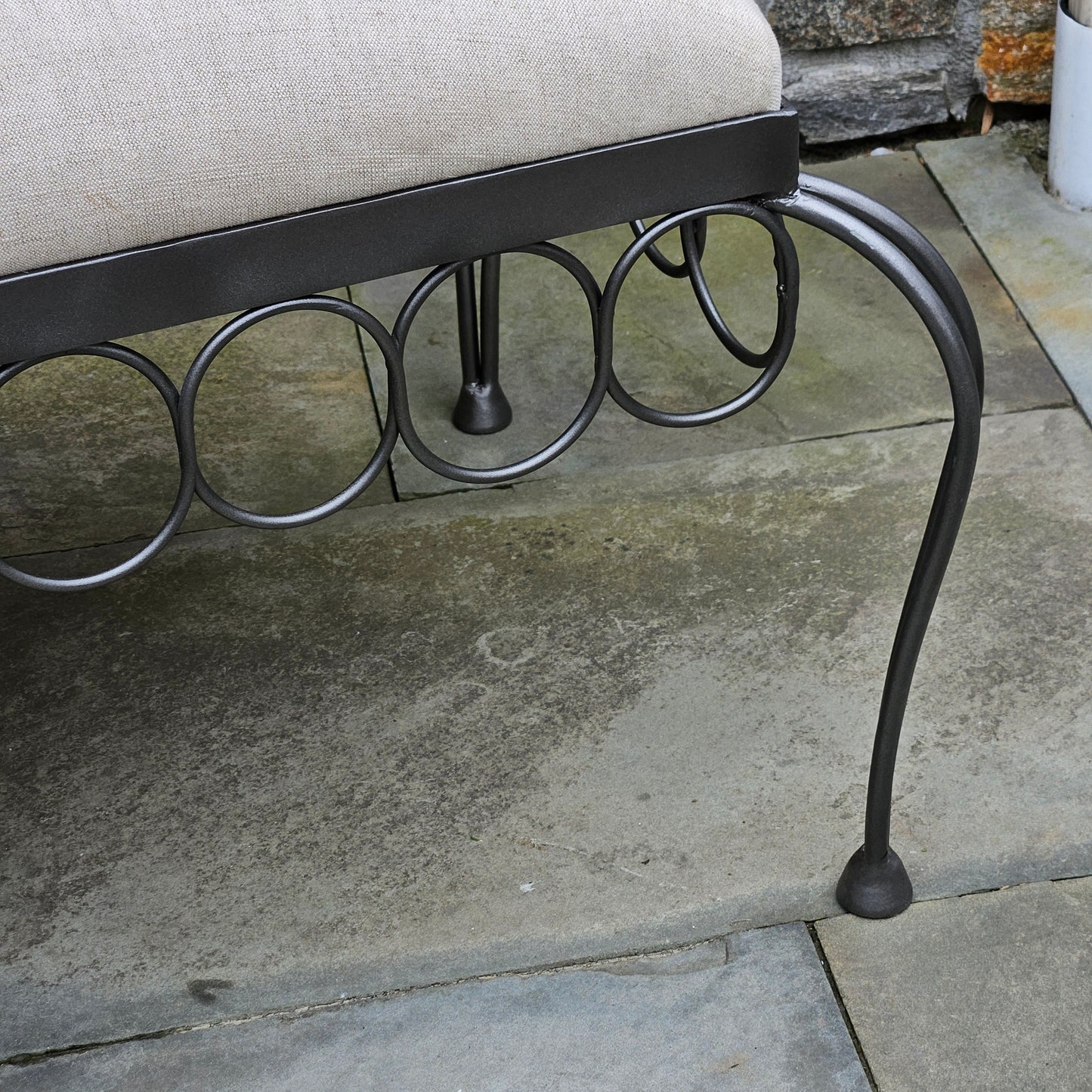 Decorator Iron Bench with Upholstered Seat ~ 2 Available