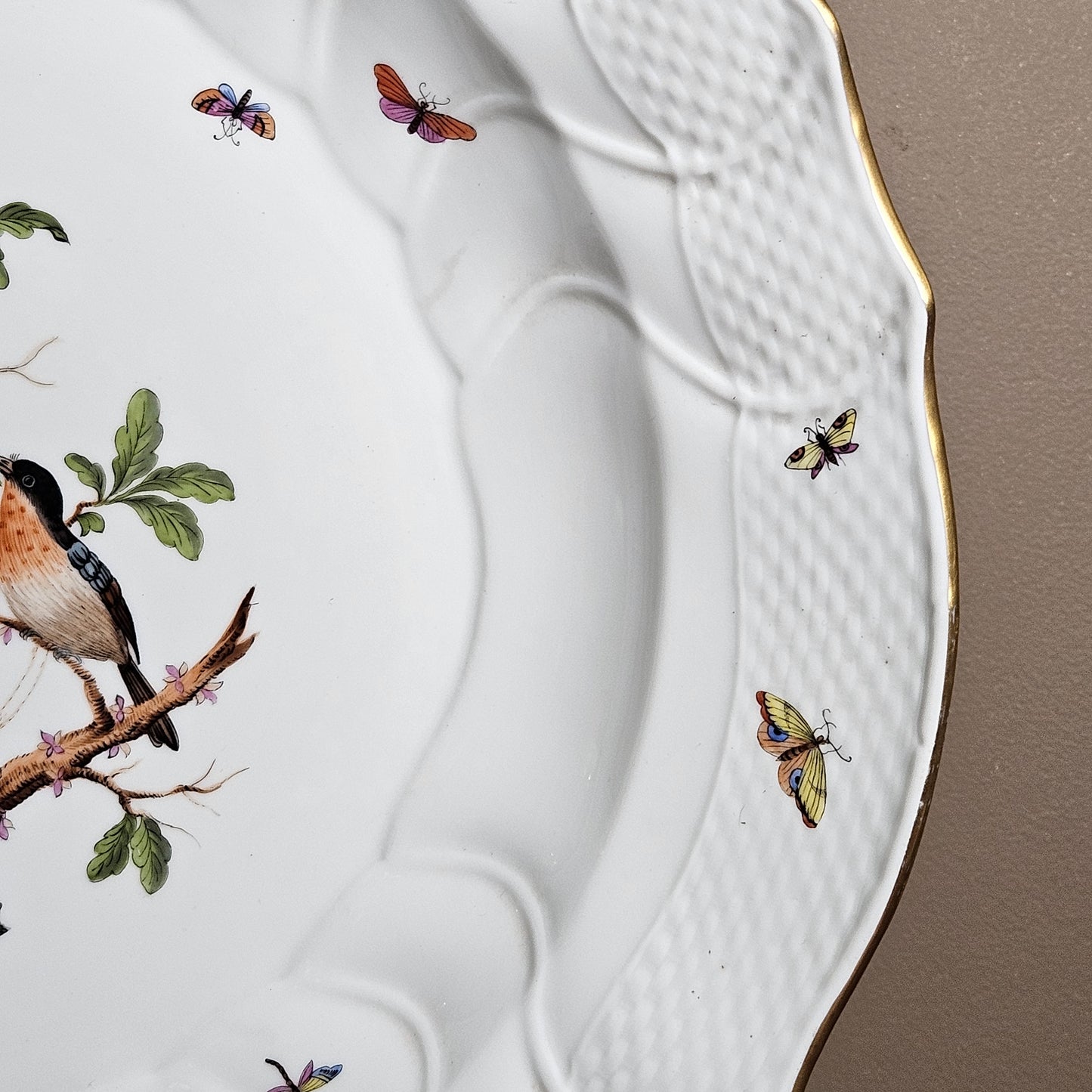 Vintage Herend Rothschild Bird 16" Round Serving Platter