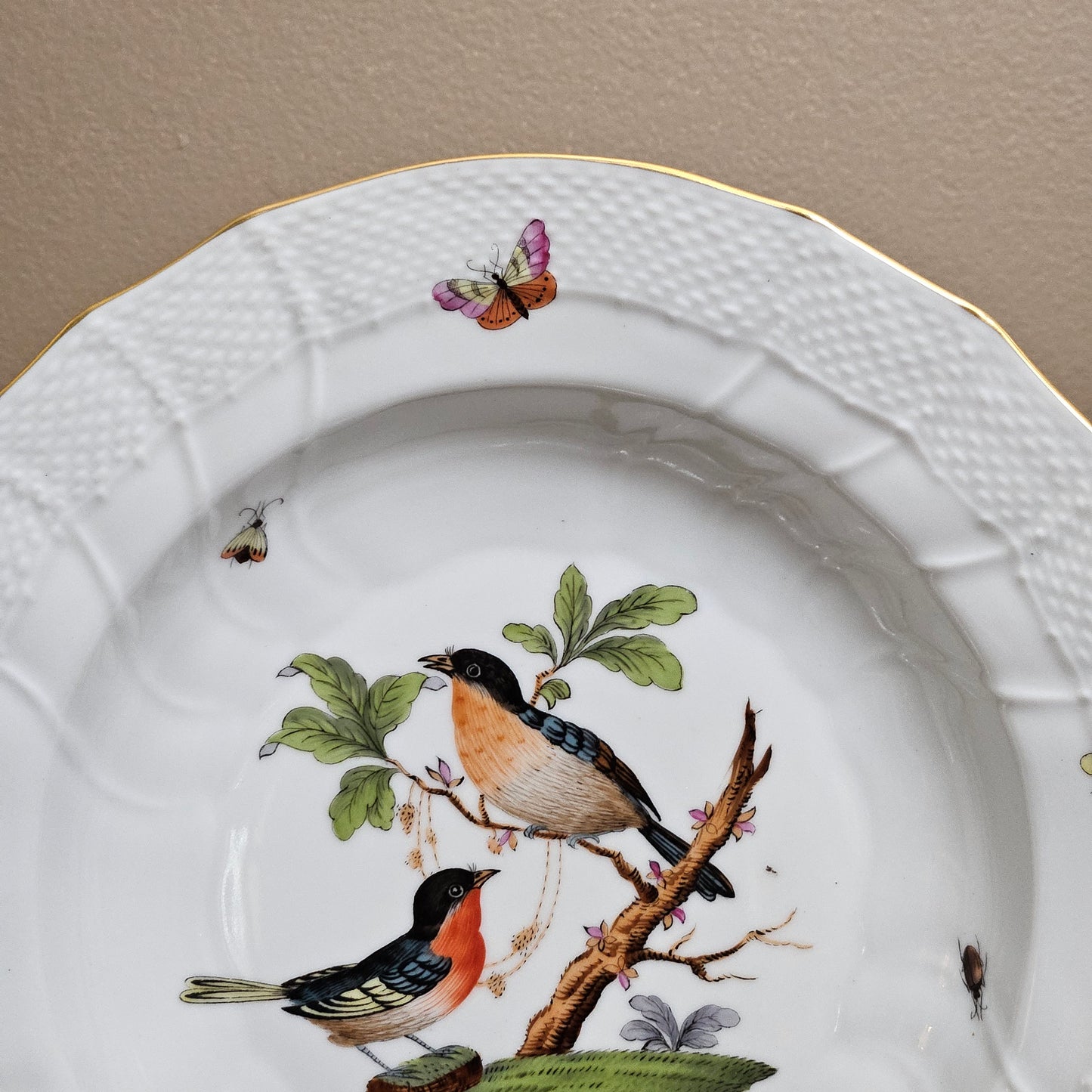 Vintage Herend Rothschild Bird Service Rimmed Soup Bowl ~ 12 Available