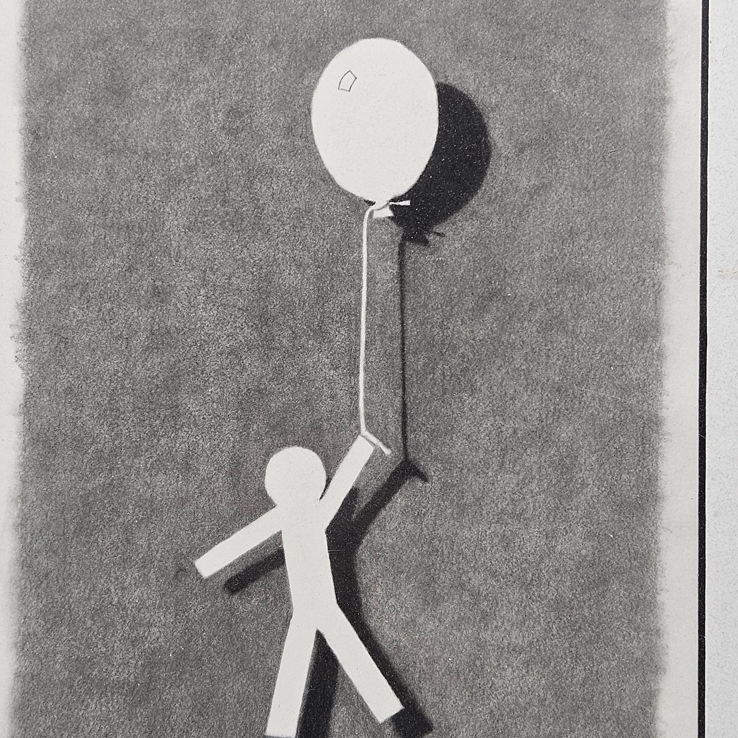 Original Framed J. Clapp Trompe L'œi Drawing Artwork of Man with Balloon