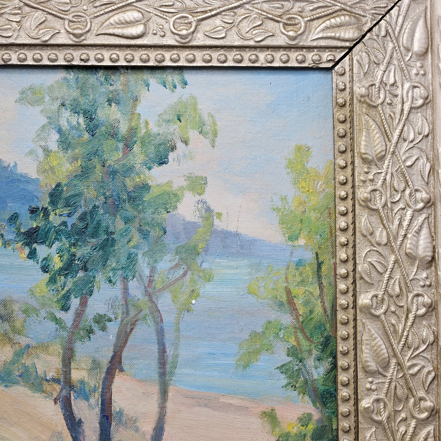 Antique Landscape Painting in Gold Gilt Frame