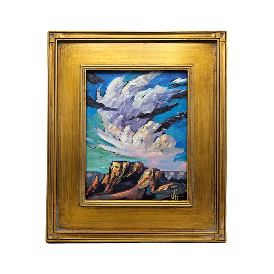 Original Painting on Canvas of Mountain Landscape with Clouds