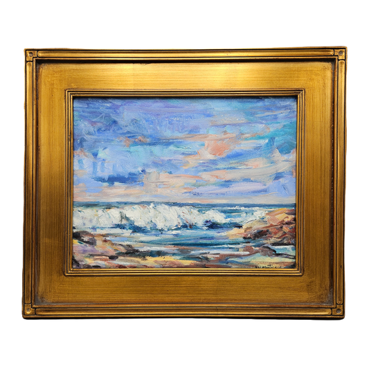Original Seascape Painting of Ocean in Gold Frame