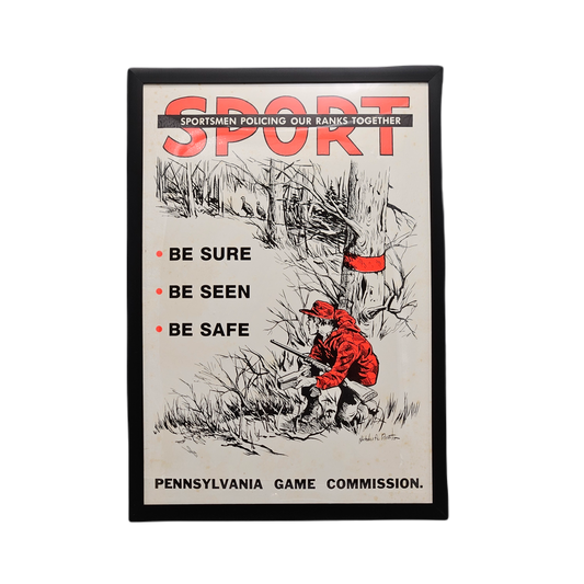 Vintage Framed Pennsylvania Game Commission Sign Sport Hunter