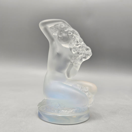Lalique Crystal Glass Floreal Nude Opalescent Signed Sculpture