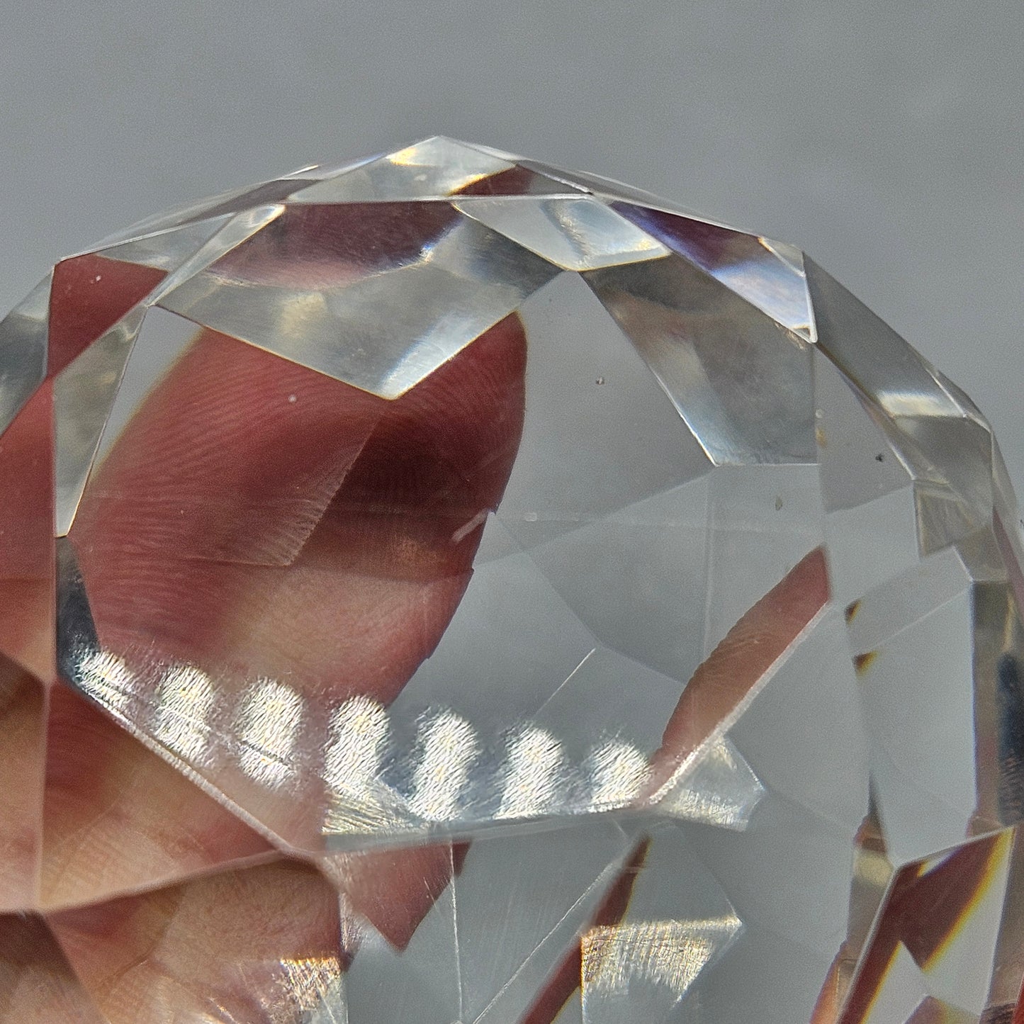 Vintage Multi-Faceted Crystal Glass Ball Paperweight