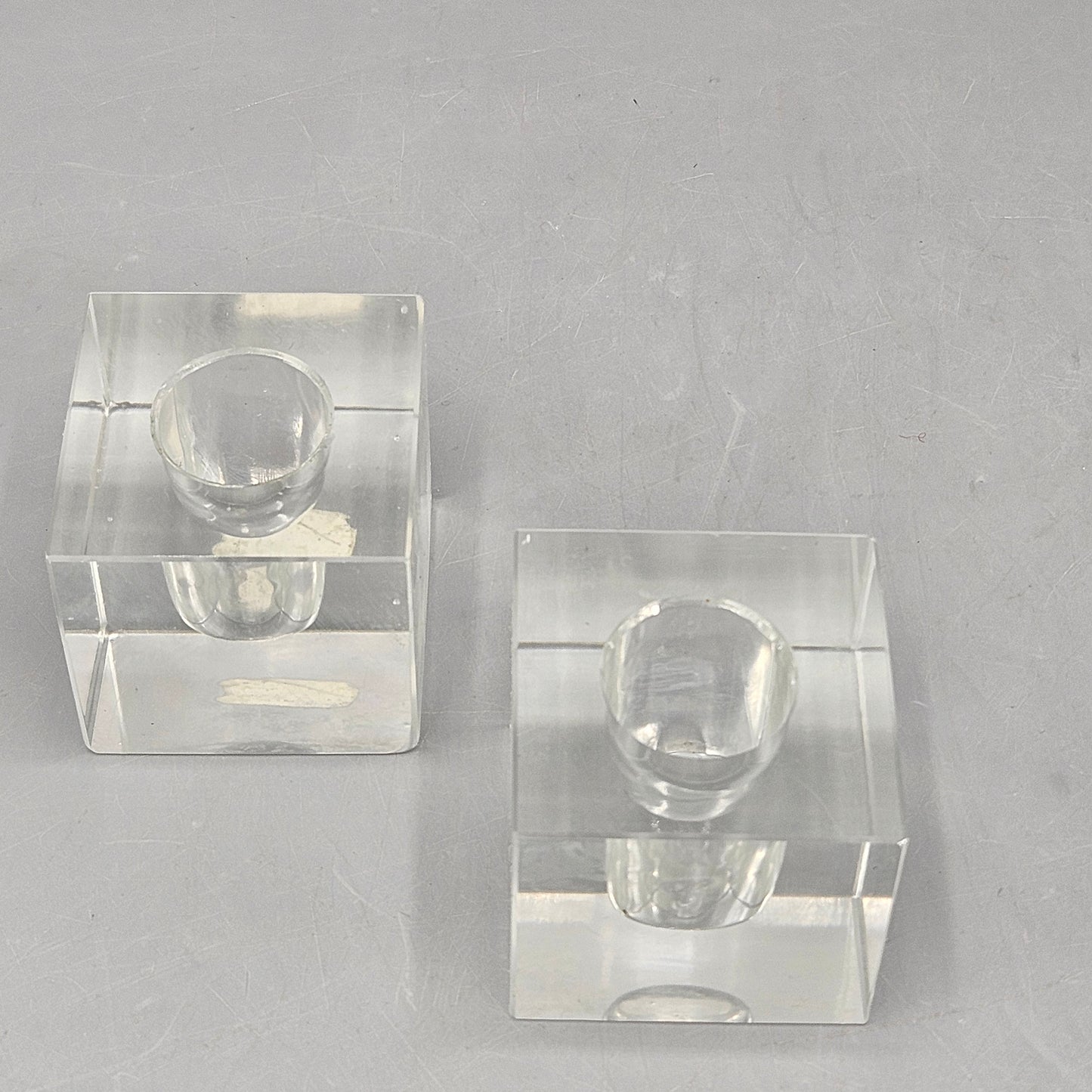 Vintage Glass Cube Shaped Candle Holders