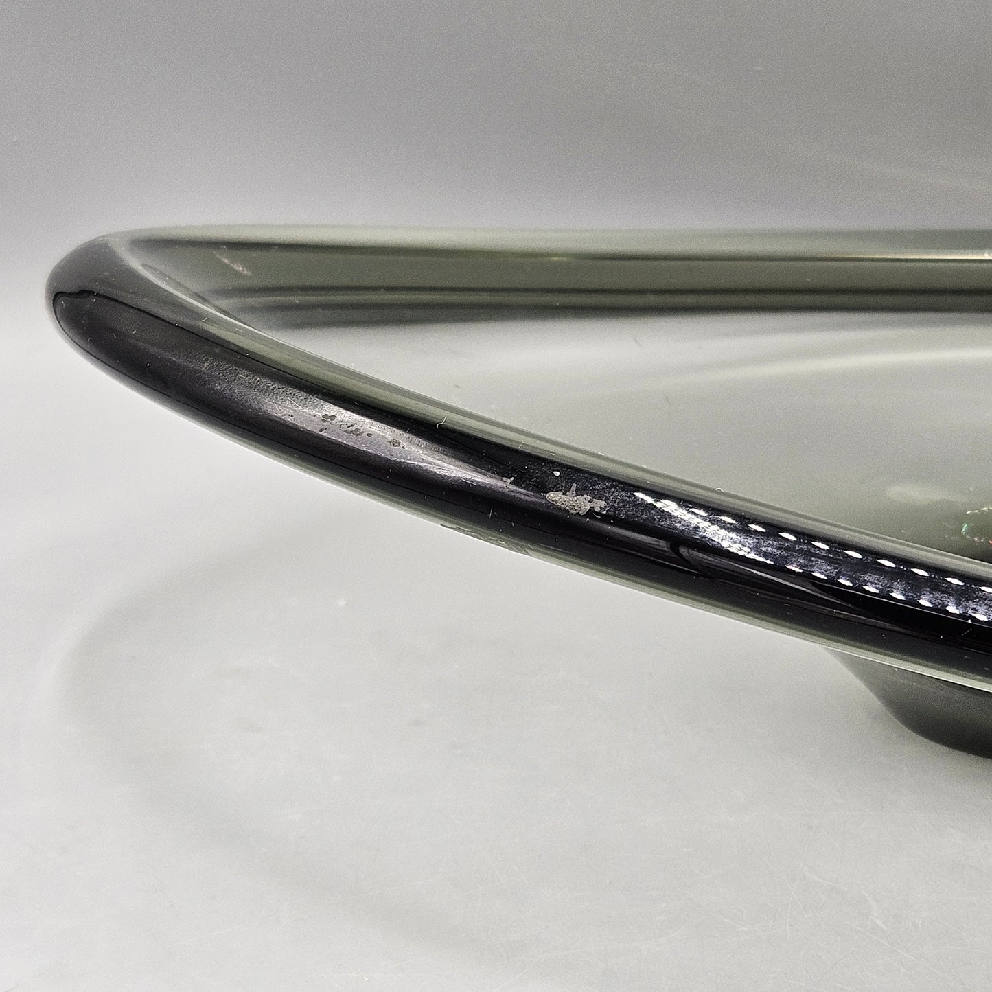 Vintage Holmegaard Denmark Selandia Smoked Grey Crystal Art Signed Glass Bowl