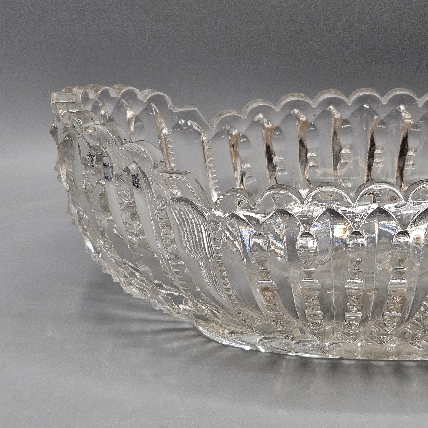 Vintage Crystalex Cut Crystal Glass Long Oval Elongated Elegant Centerpiece Bowl