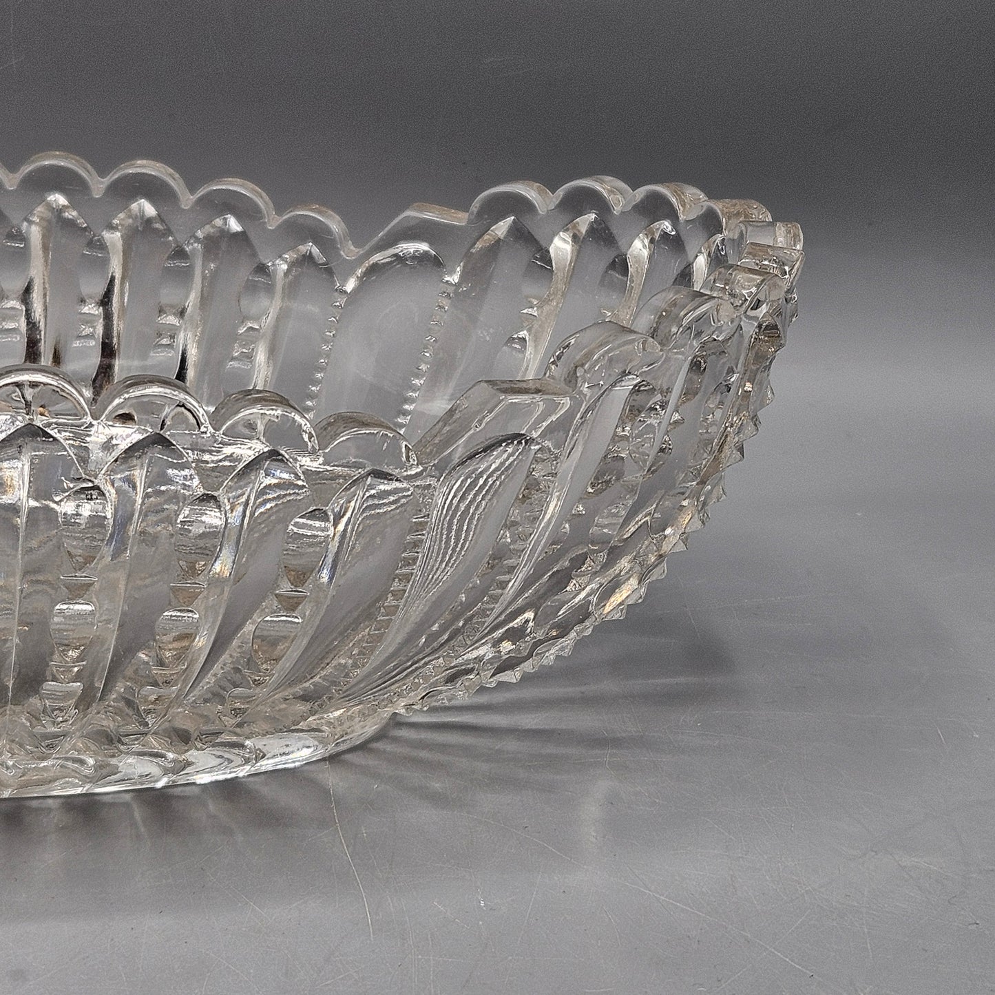 Vintage Crystalex Cut Crystal Glass Long Oval Elongated Elegant Centerpiece Bowl