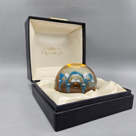 Vintage Scottish Caithness Glass Paperweight May Dance by Colin Terris 1970s with Original Box