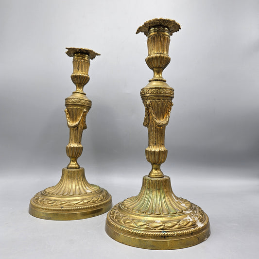 Pair of Vintage Gilded Bronze Candlesticks