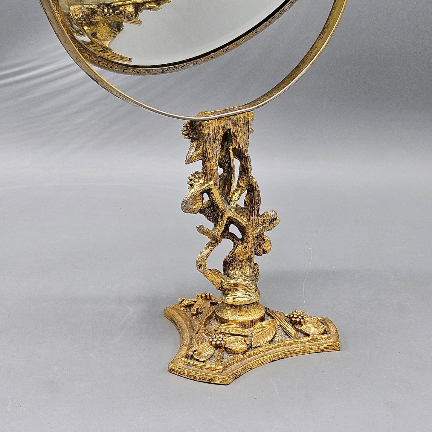 Vintage Vanity Mirror with Branch & Flower Base