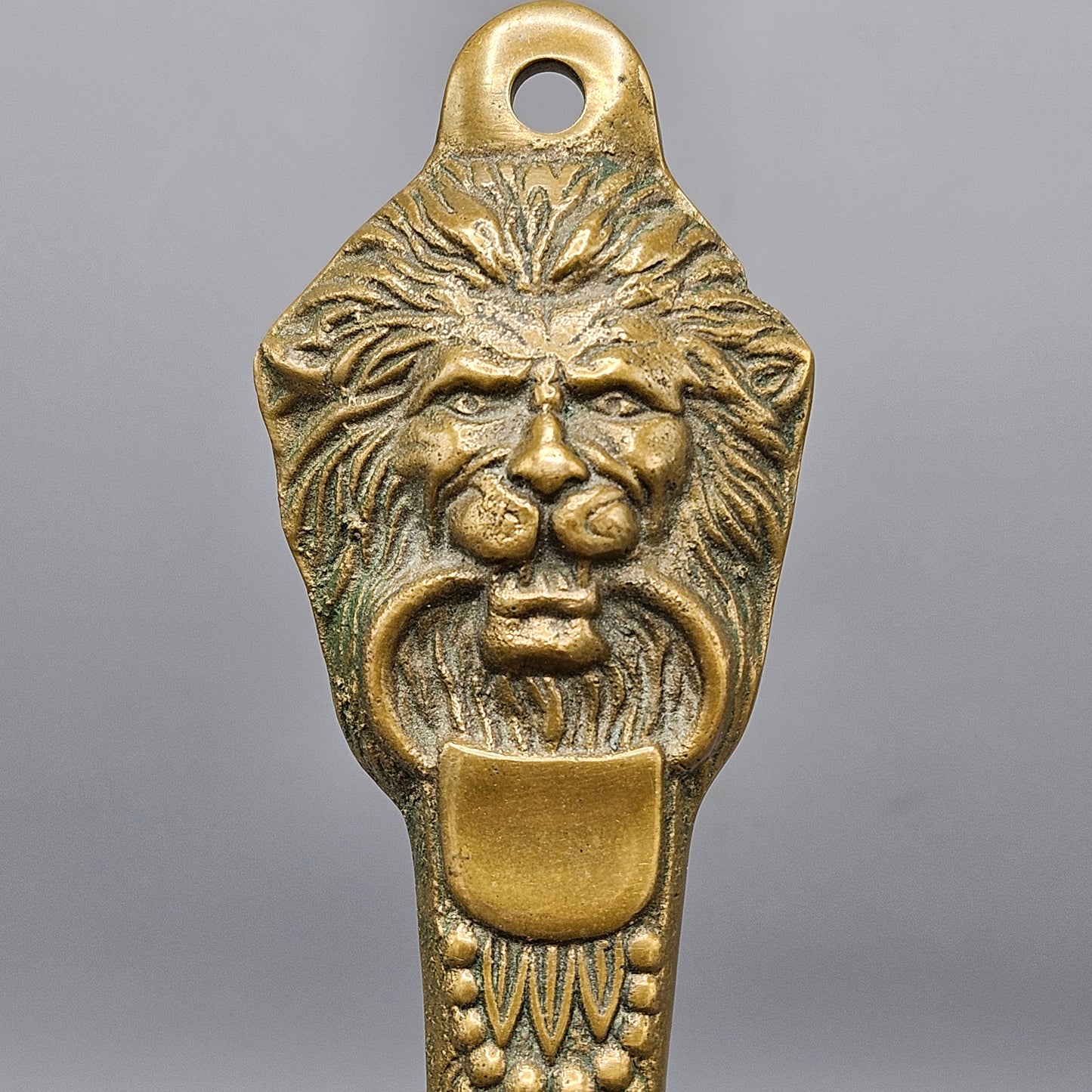 1960s Brass Lion Head Shoe Horn
