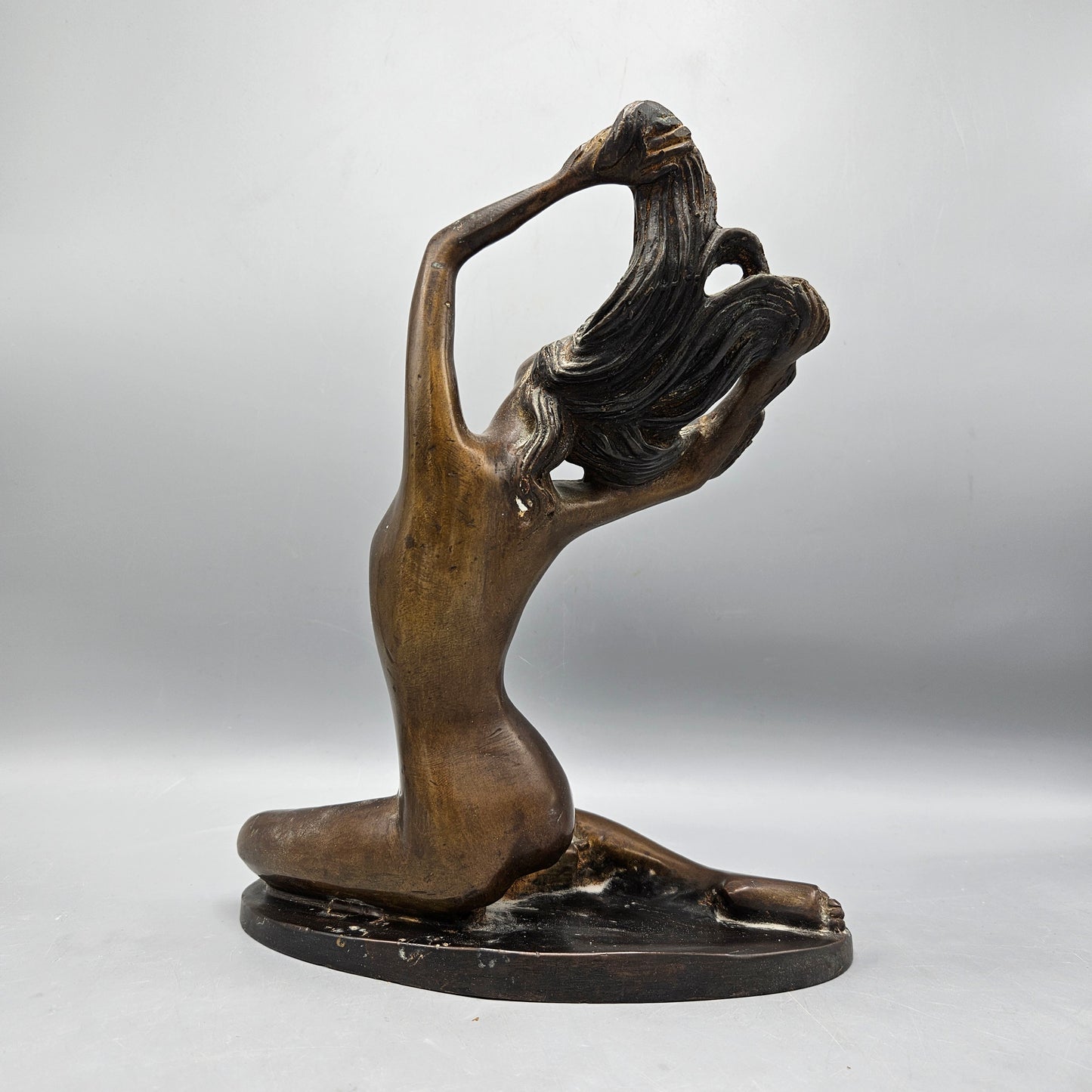 Vintage Art Deco Bronze Statue of Sitting Nude Woman