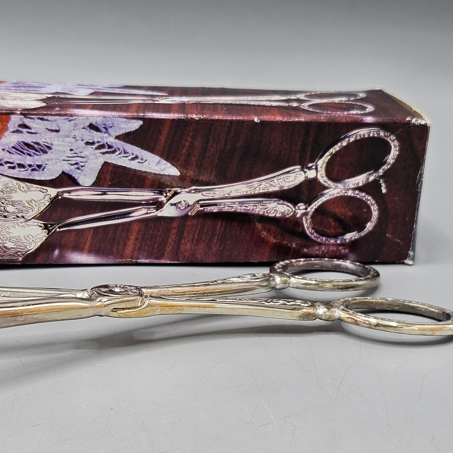 Crystal Clean Silver Studios Silverplated Pastry Tongs in Box