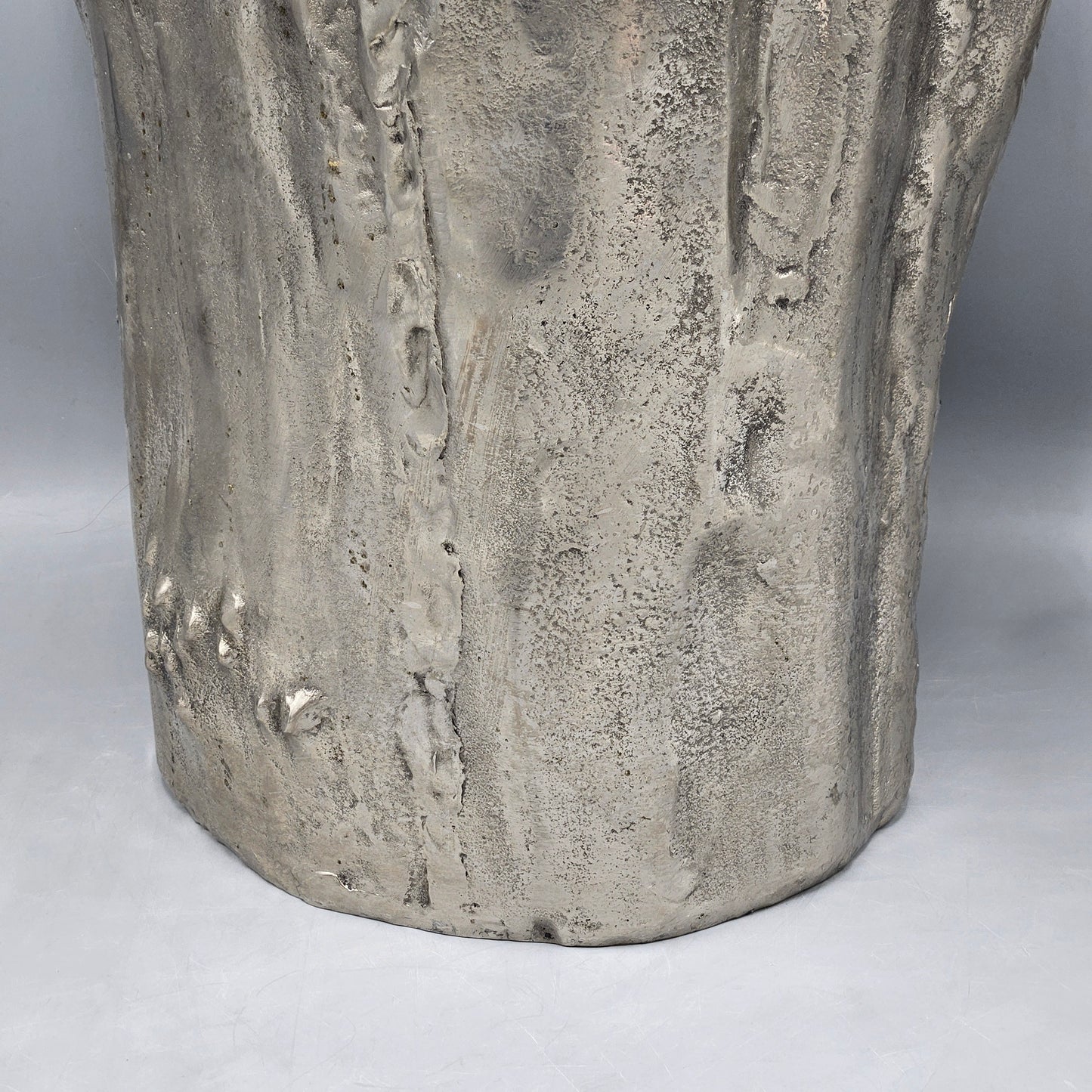 Michael Aram Style Large Tree Vase - Faux Bois Aluminum Tree Stump Wastebasket / Vase