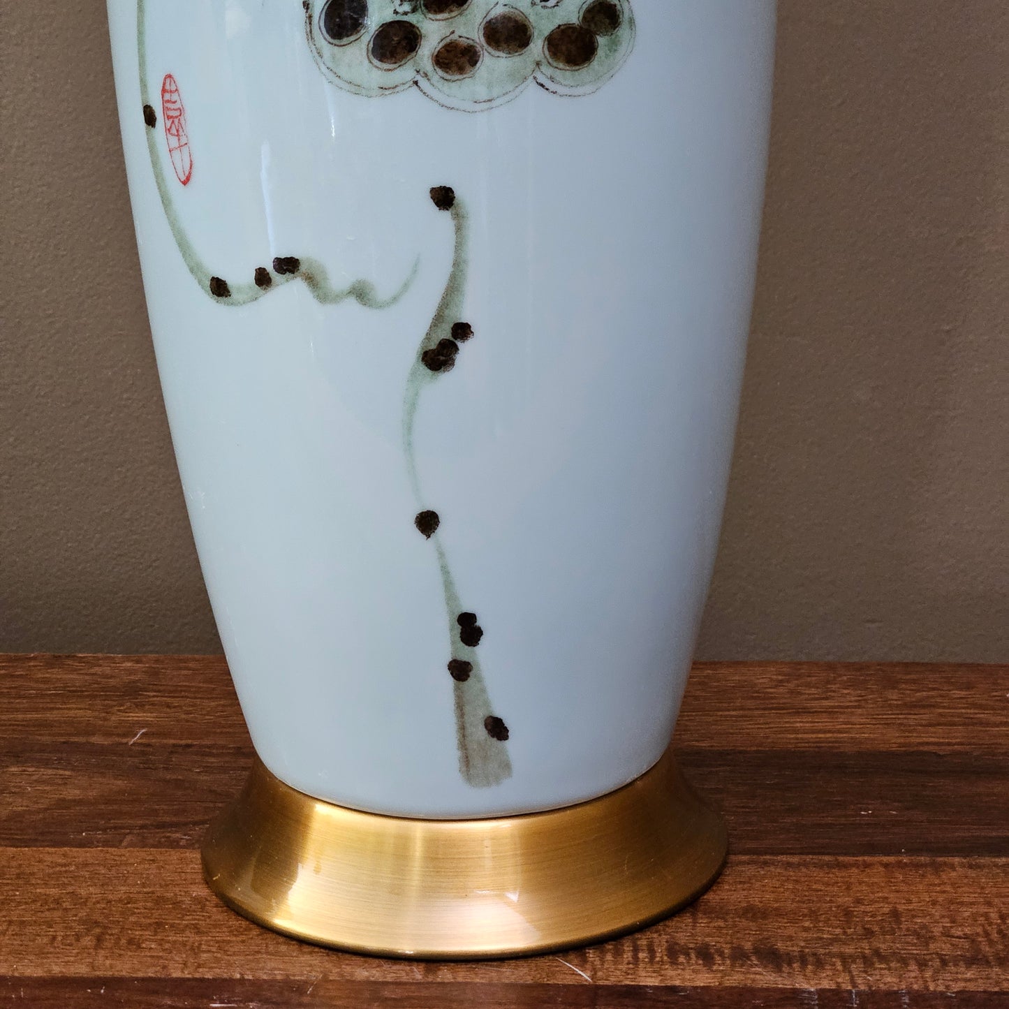 Asian Tall Lamp with Lotus Pod Flower & Shade ~ Multiple Available