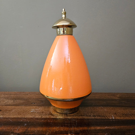 Asian Orange Porcelain Jar with Gold Lid ~ Multiple Available