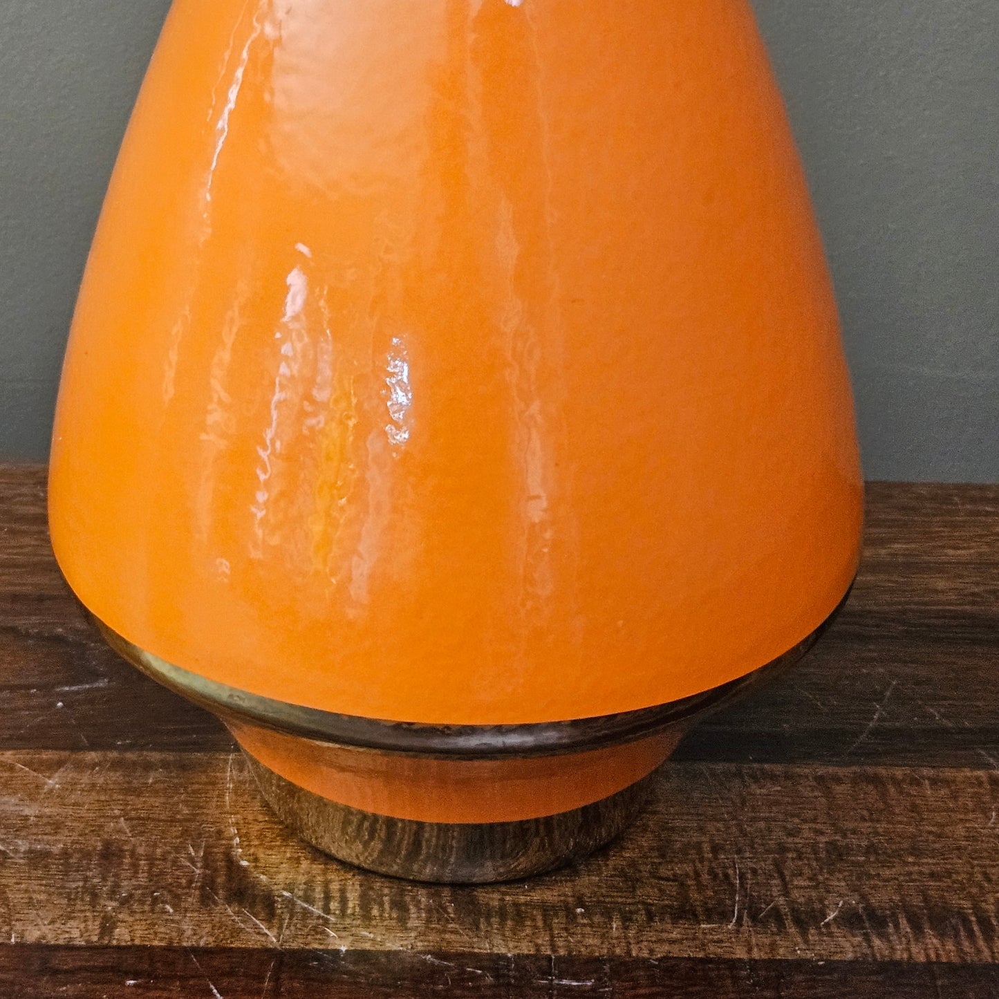 Asian Orange Porcelain Jar with Gold Lid ~ Multiple Available