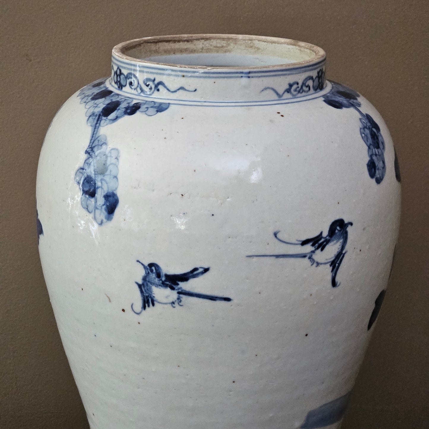 Large Asian Blue & White Porcelain Temple Jar with Lid ~ Multiple Available