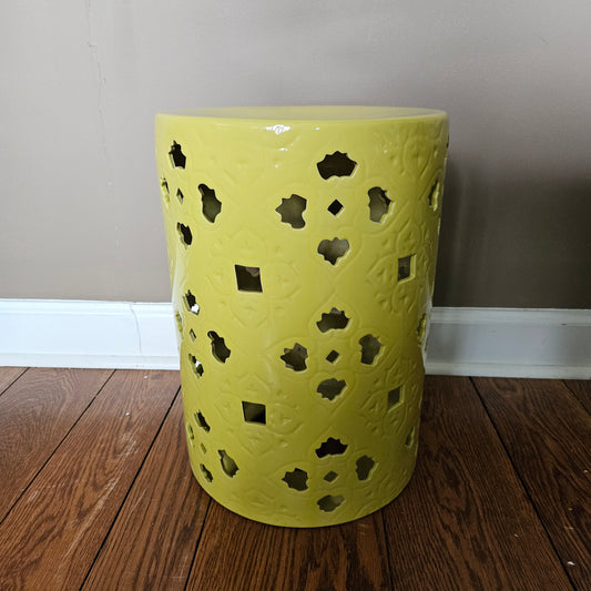 Yellow Porcelain Garden Stool with Reticulated Design ~ 2 available