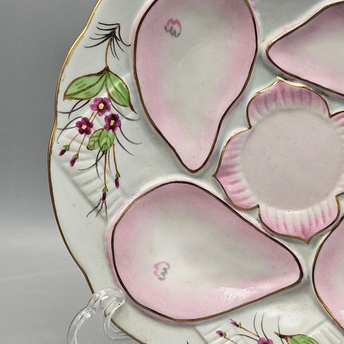 Vintage Pink Floral Nippon Oyster Plate