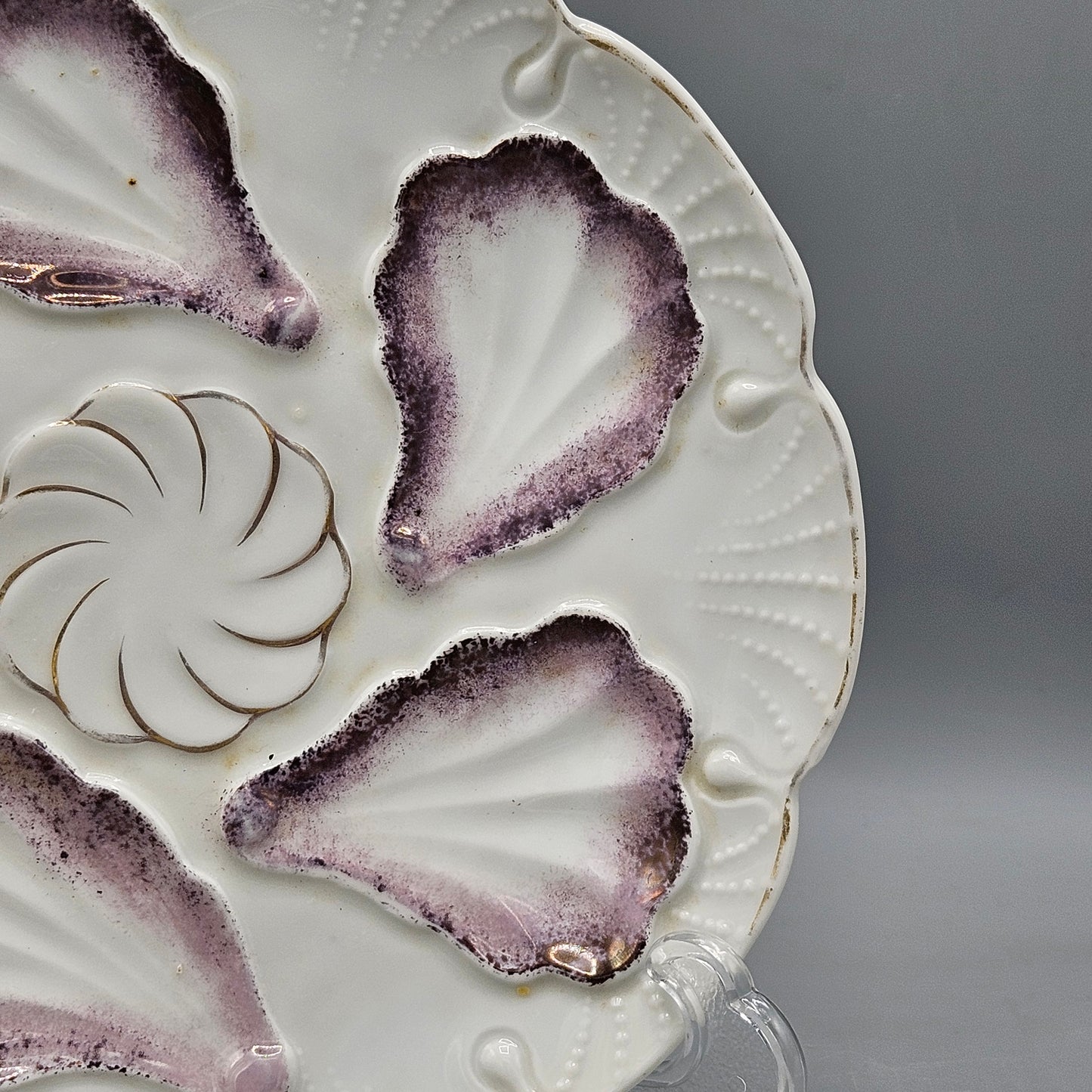 Vintage Purple & Gold Oyster Plate