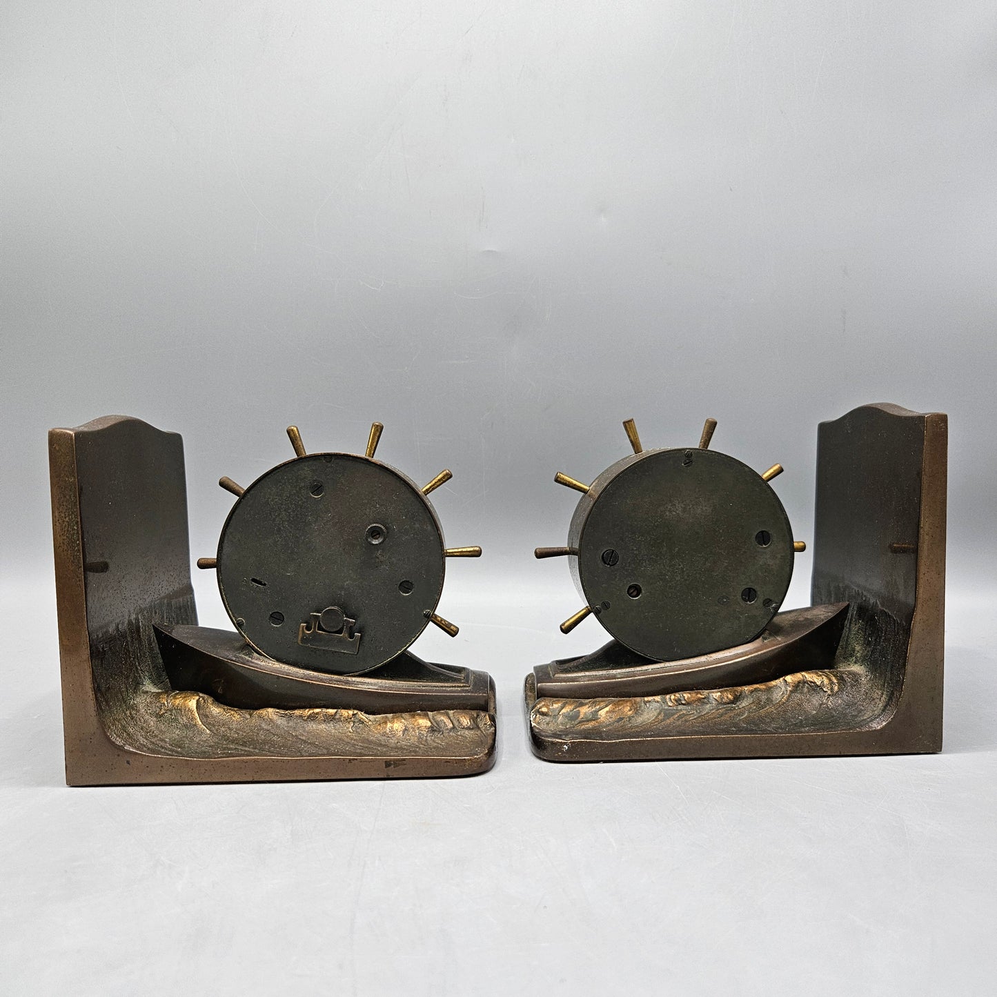 Amazing Pair of Antique Chelsea Coppered Bronze Nautical Bookends