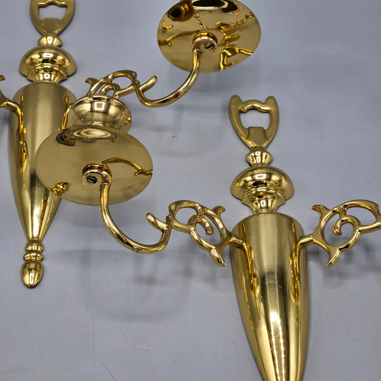 Pair of Vintage Brass Wall Sconce Double Arm Candle Holders