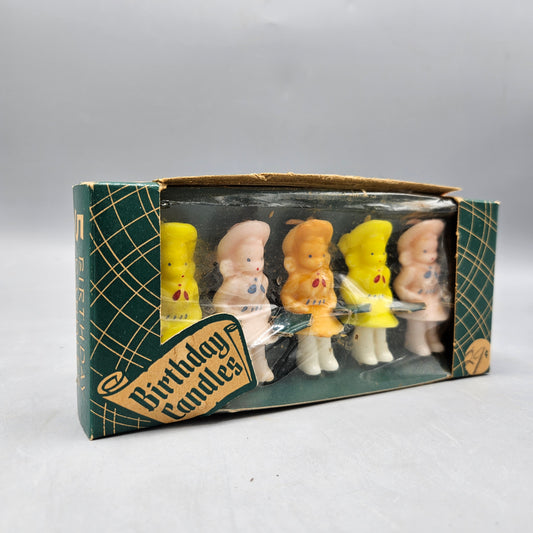 New Old Stock of 5 Vintage Novelty Birthday Candles in Original Box