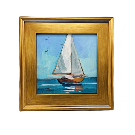 "The Wooden Sailboat" Jose Trujillo Oil Painting on Canvas