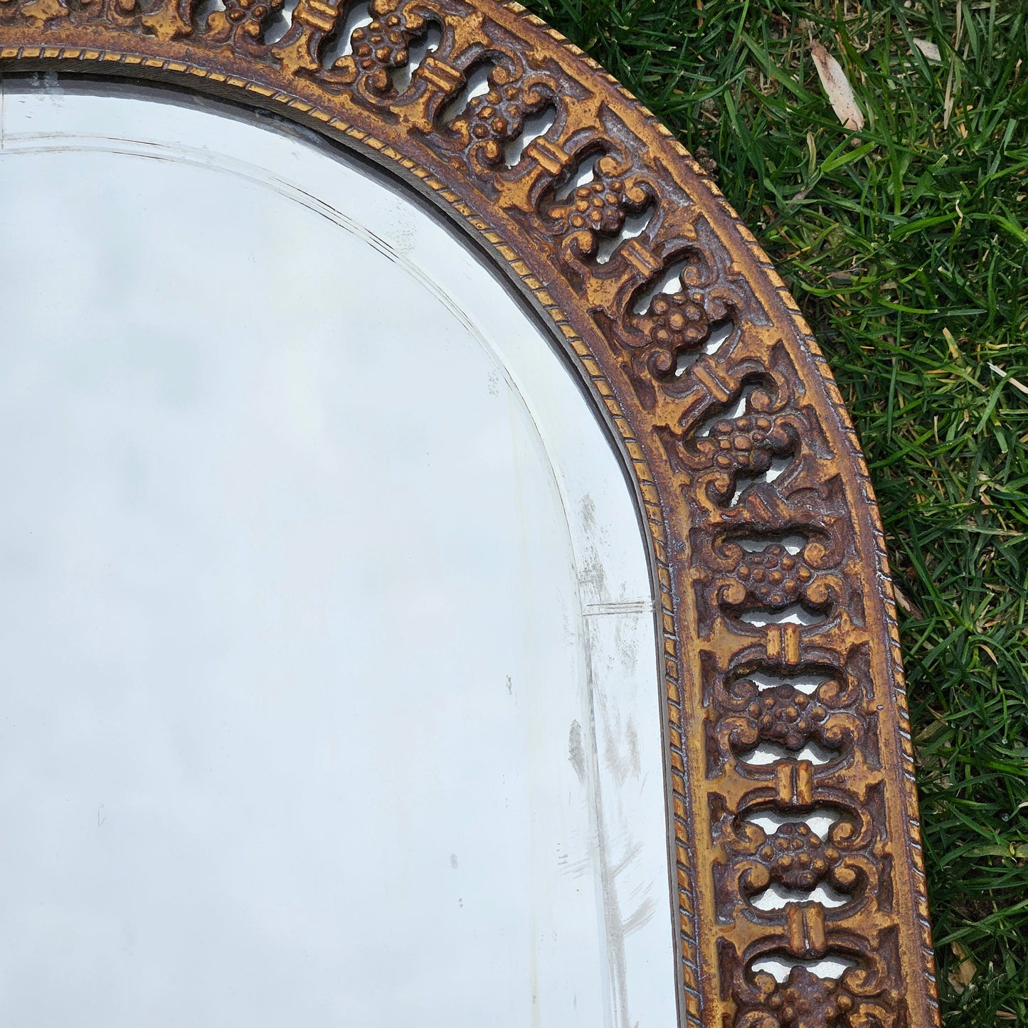Amazing Heavy Bronze Mirror with Decorative Top