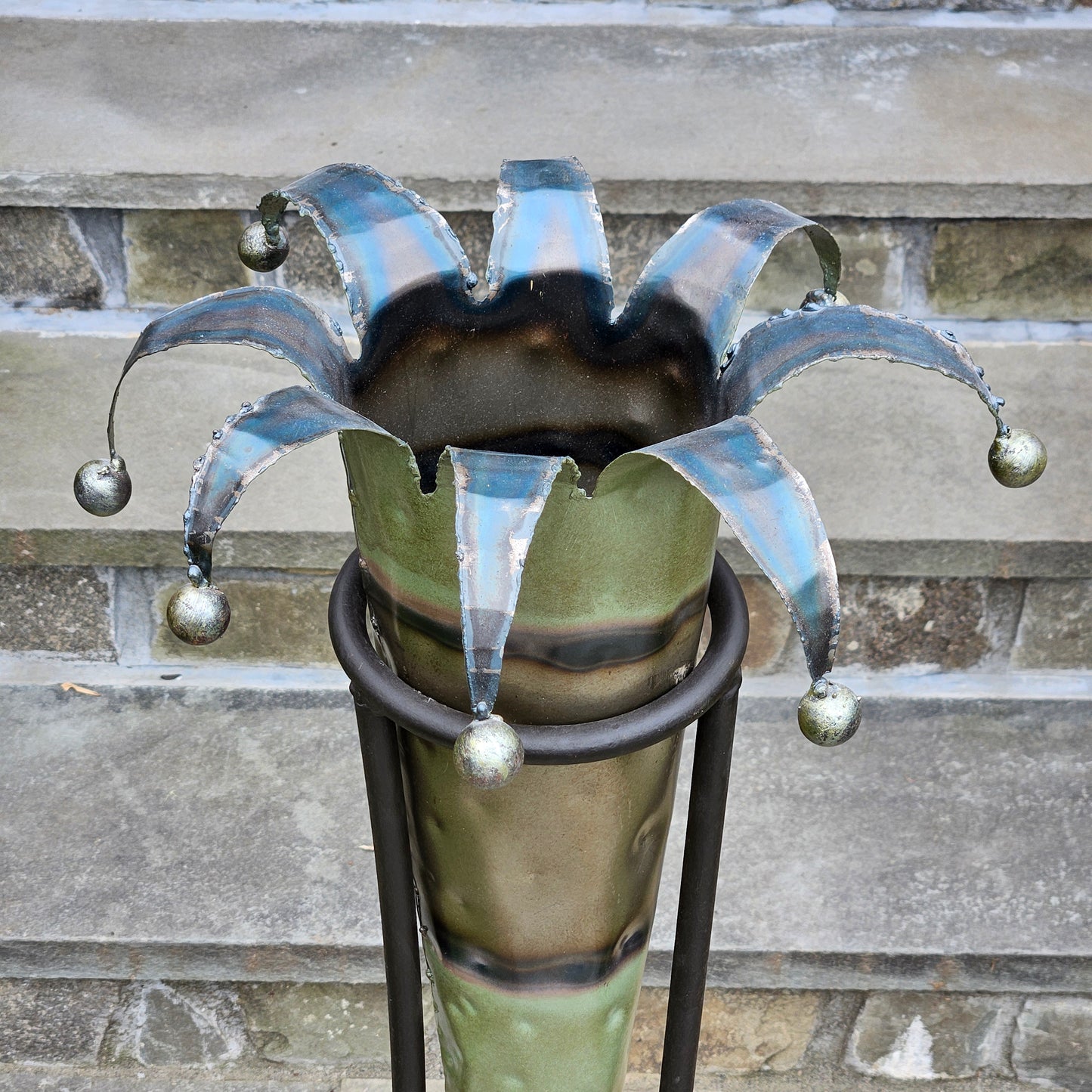 Handcrafted Tall Metal Jester Urn / Planter