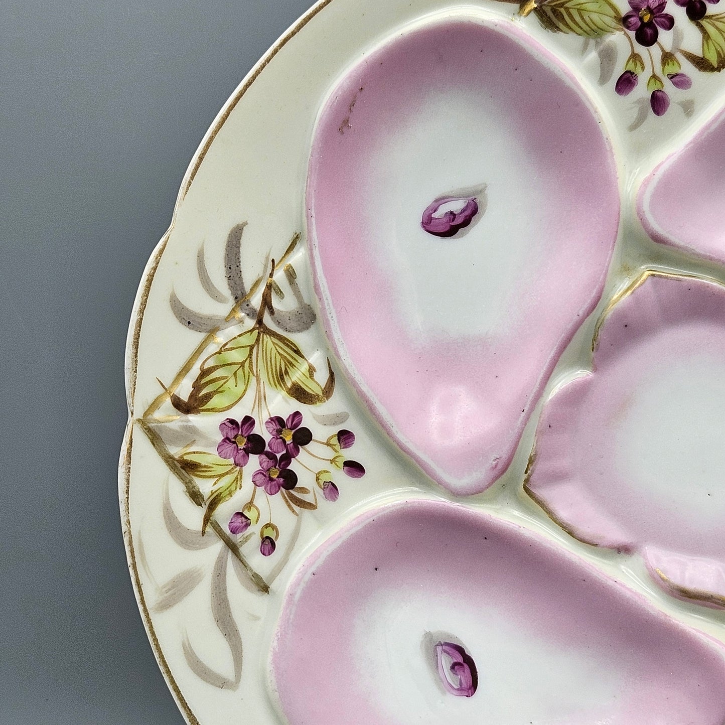Vintage Pink Floral Porcelain Oyster Plate