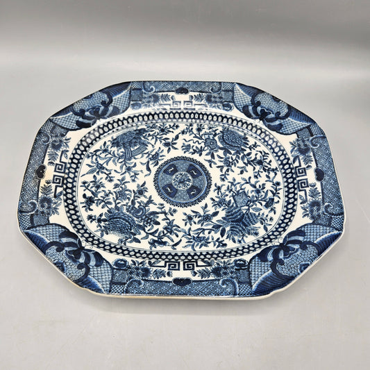 Decorative Blue & White Asian Hanging Plate ~ 15"