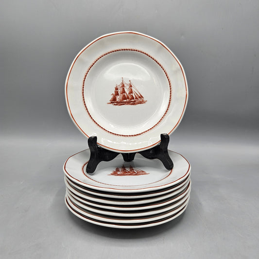 Set of 8 Wedgwood Flying Cloud Rust Bread & Butter Plates