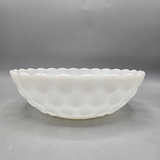 Vintage White Milk Glass Bubble Pattern Serving Bowl