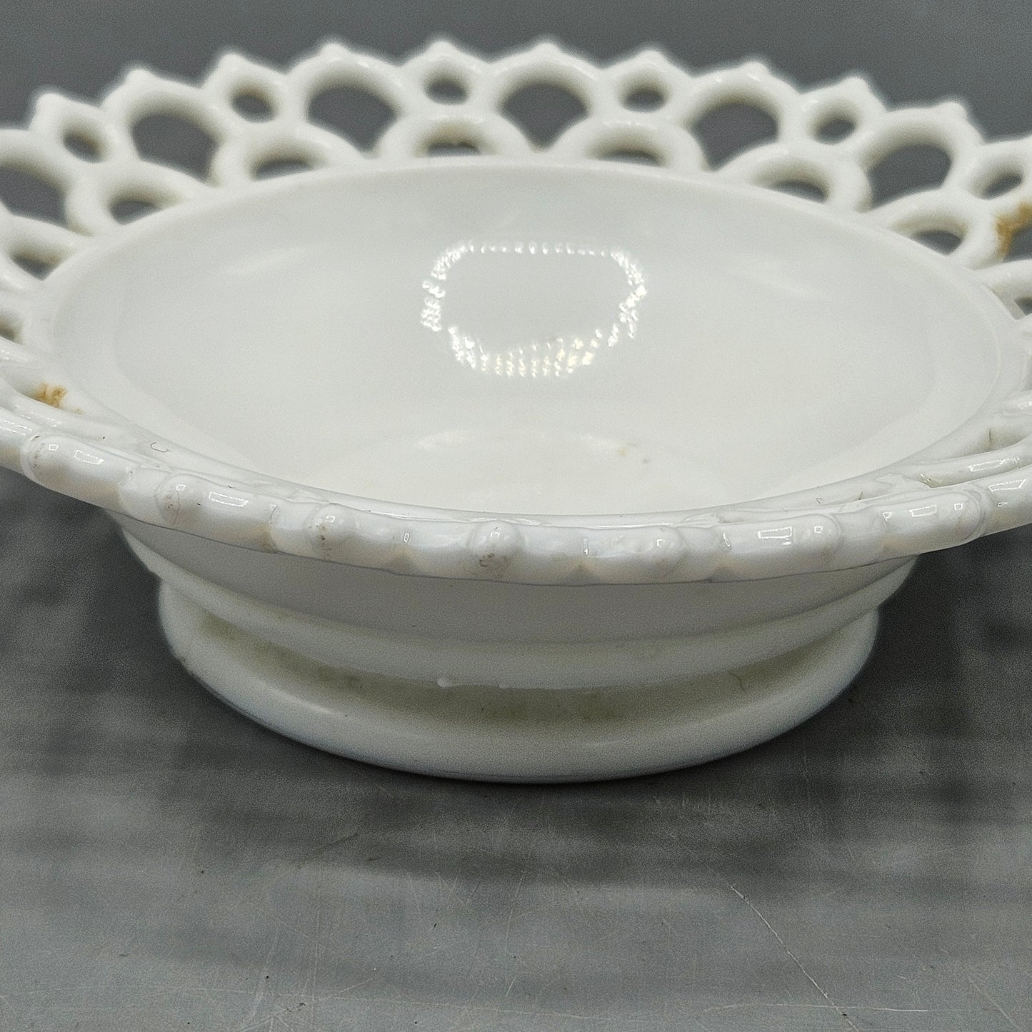 Vintage White Milk Glass Lace Bowl