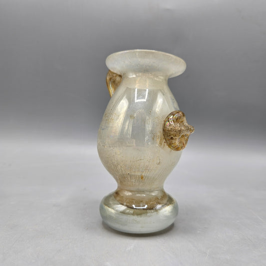 Small Vintage Murano Applied Art Glass Vase with Handle