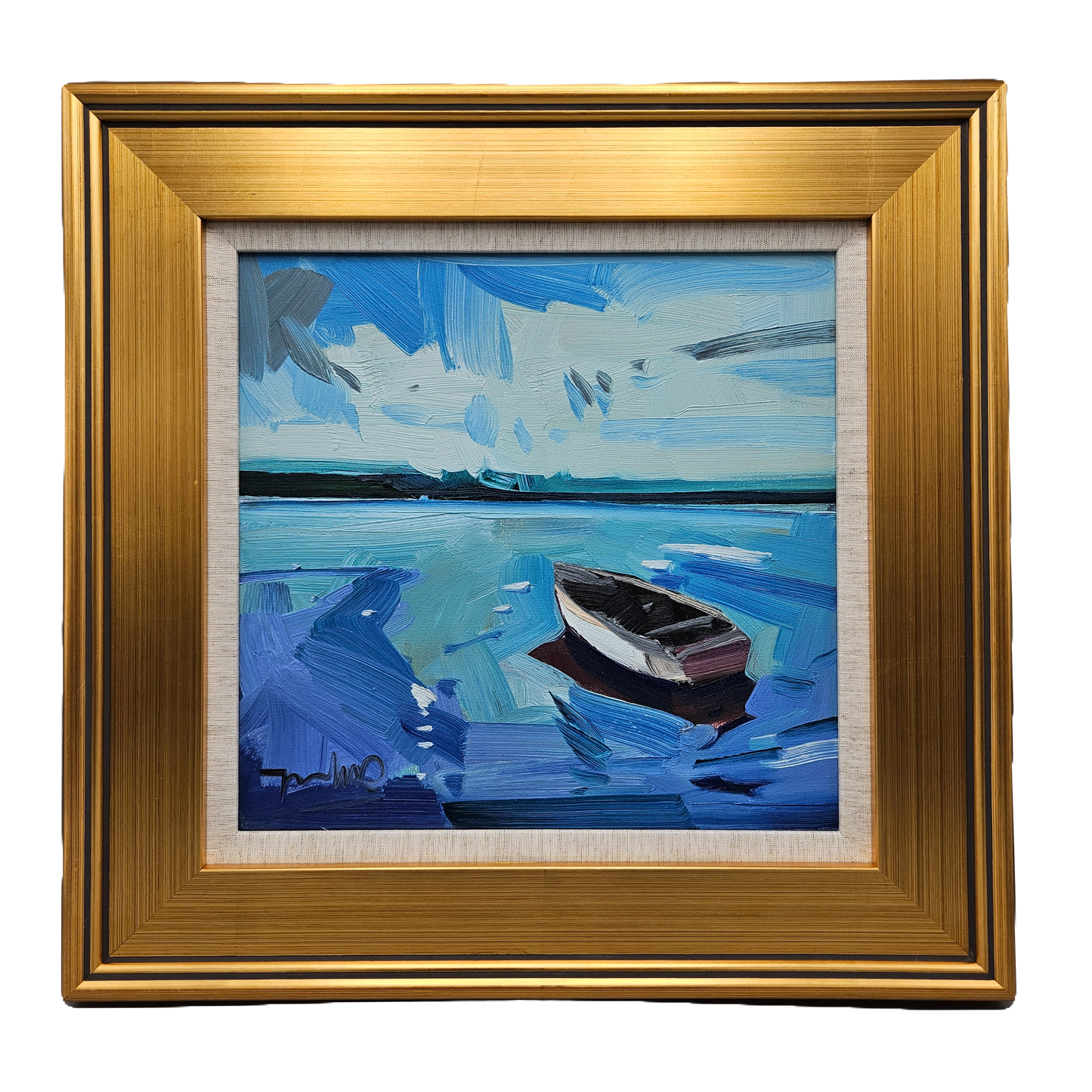 "Drifting into the Horizon" Jose Trujillo Oil Painting on Canvas in Gold Frame