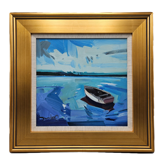 "Drifting into the Horizon" Jose Trujillo Oil Painting on Canvas in Gold Frame