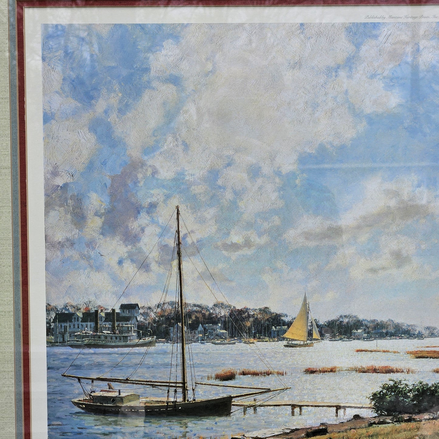Vintage John Stobart Artwork of Five Mile River, Rowayton c. 1920
