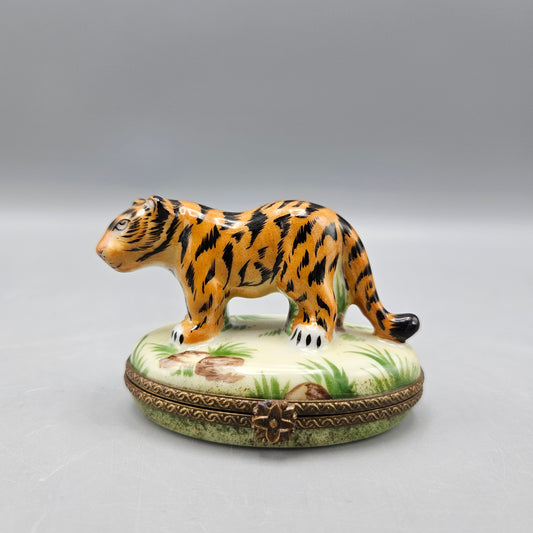 Vintage Limoges Tiger Trinket Box