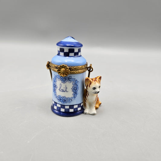 Vintage Limoges Cat & Milk Jug Trinket Box