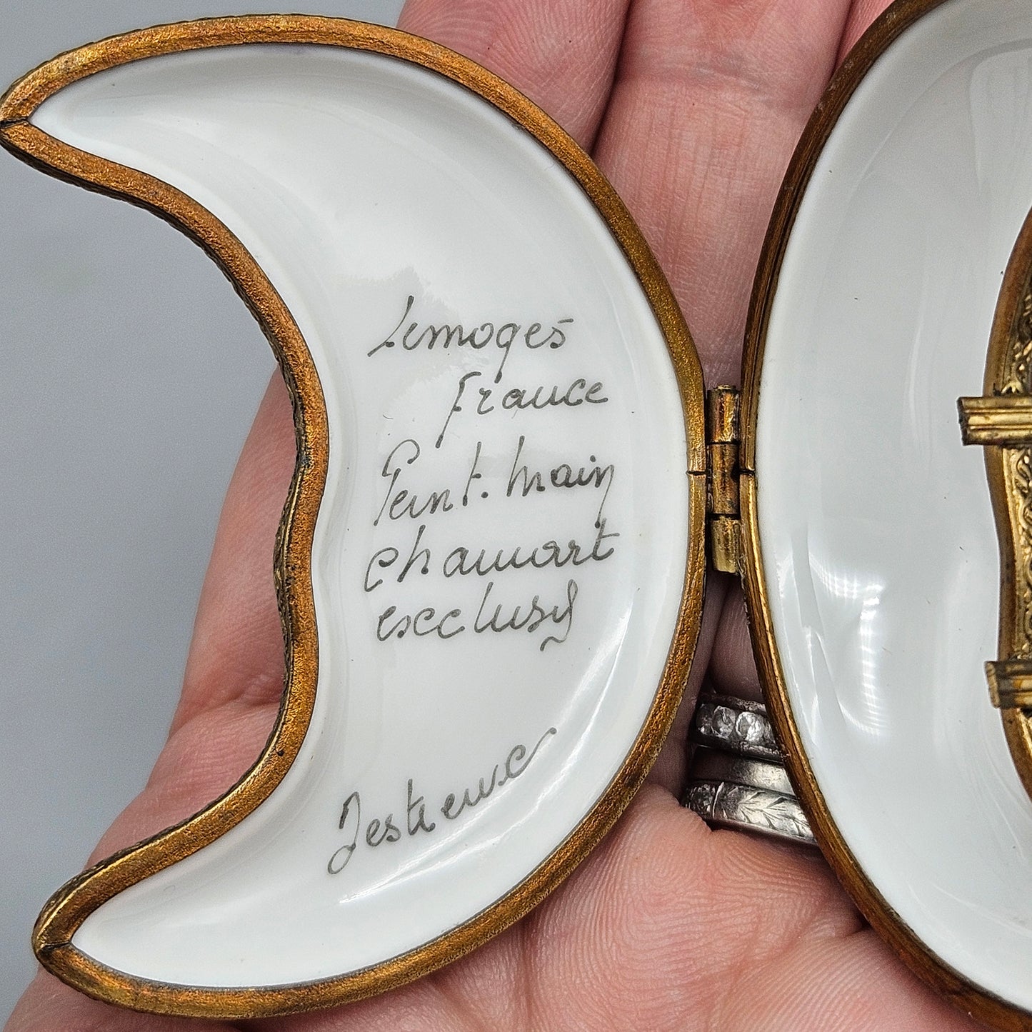 Vintage Limoges Gold Crescent Moon Trinket Box