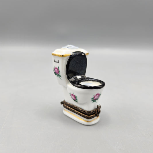 Vintage Limoges Toilet with Brush Trinket Box