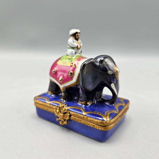 Vintage Limoges Faberge Indian Royal Elephant & Rider Trinket Box