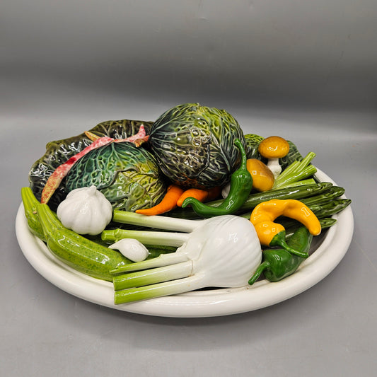 Vintage Italian Ceramic Vegetable Theme Charger Plate